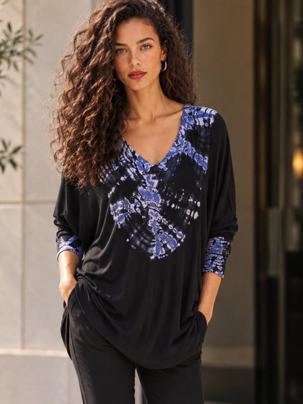 GYPSY 05 ANTHRO Tie Dye Tunic M Bamboo Jersey Soft Festival Top Shirt